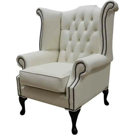 Chesterfield Cream Leather Wing Chair 4 Chesterfield Cream Leather Wing Chair - Image 2