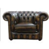 Chesterfield Low Back Club ArmChair Antique Gold Leather -Living Room Furniture Store 51599821 1