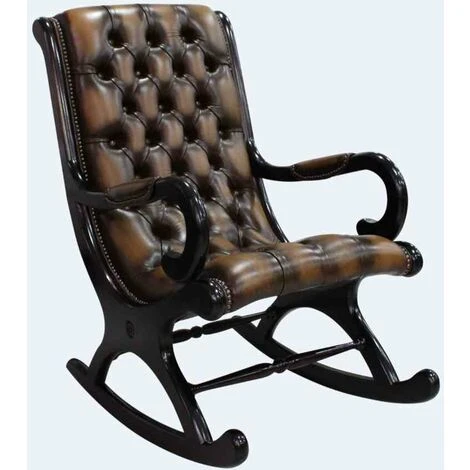 Chesterfield York Slipper Rocking Chair Antique Tan Leather 3 Chesterfield York Slipper Rocking Chair Antique Tan Leather