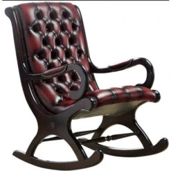 Chesterfield York Slipper Rocking Armchair Antique Oxblood Leather