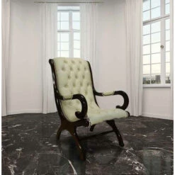 Chesterfield York Slipper Chair Cream Leather