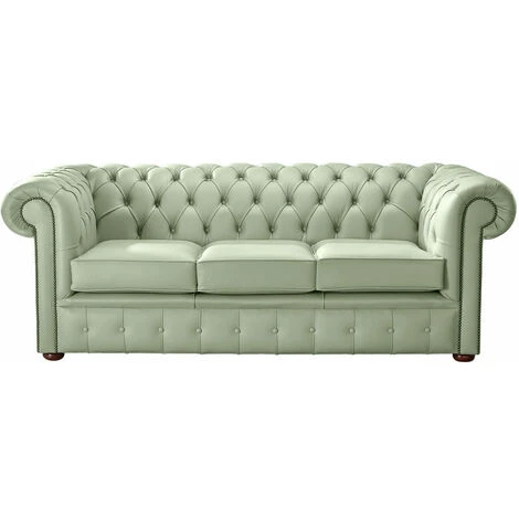Chesterfield Handmade Leather Shelly Thyme Green 3 Seater Sofa Settee 3 Chesterfield Handmade Leather Shelly Thyme Green 3 Seater Sofa Settee