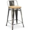 Bar Stool With Small Backrest Stylix Industrial Design Metal And Light Wood - 60 Cm - New Edition Industriel Wood, Steel 1 Bar Stool With Small Backrest Stylix Industrial Design Metal And Light Wood - 60 Cm - New Edition Industriel Wood, Steel -Living Room Furniture Store 51702301 1