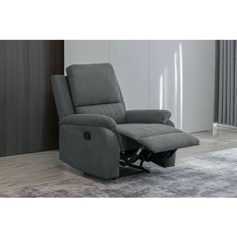 Slate Grey Fabric Recliner Armchair Single Sofa Lounge Chair 4 Slate Grey Fabric Recliner Armchair Single Sofa Lounge Chair - Image 2