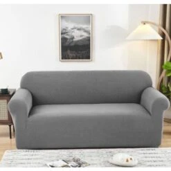 Sofa Covers High Stretch 3 Seater Super Soft Stylish Couch Covers For Dogs Pets Cats Jacquard Spandex Non Slip Sofa Slipcover For Living Room Furniture Protector Not Include Pillow(3 Seater, Light Gr