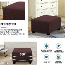 Stretch Slipcovers, Square Jacquard Storage Stool Protector Foot Stool Stretch Covers With Elastic Bottom Spandex Fabric Cushion For Footrest Furniture(Brown) -Living Room Furniture Store 51801960 5