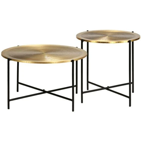 Topdeal Table Set 2 Pieces Brass-covered MDF VDFF12219UK 3 Topdeal Table Set 2 Pieces Brass-covered MDF VDFF12219UK