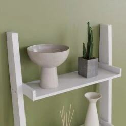 York 4 Tier Ladder Shelf Unit Bookcase Shelving Display Stand Rack Storage, White -Living Room Furniture Store 51985062 3