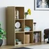 Durham 6 Cube Bookcase Staircase Shelf Wooden Display Storage Rack Free Standing Shelf Unit, Oak-0-Baskets -Living Room Furniture Store 51985129 1