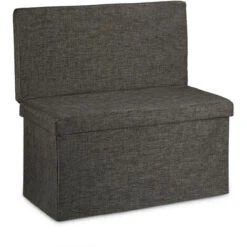 Relaxdays Folding Storage Ottoman With Seat Back Size Large 73 X 76 X 38 Cm Bench With Storage Space Sturdy Linen Stool With Removable Lid, Brown -Living Room Furniture Store 52225519 3