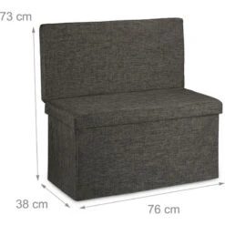 Relaxdays Folding Storage Ottoman With Seat Back Size Large 73 X 76 X 38 Cm Bench With Storage Space Sturdy Linen Stool With Removable Lid, Brown -Living Room Furniture Store 52225519 4