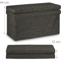 Relaxdays Folding Storage Ottoman With Seat Back Size Large 73 X 76 X 38 Cm Bench With Storage Space Sturdy Linen Stool With Removable Lid, Brown -Living Room Furniture Store 52225519 5