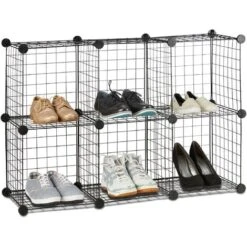Relaxdays Modular Grid Shelf, 6 Compartments, DIY Shelving System, Metal, Open Cube Rack, 30 X 30 Cm, Black -Living Room Furniture Store 52226563 3
