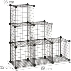 Relaxdays Modular Grid Shelf, 6 Compartments, DIY Shelving System, Metal, Open Cube Rack, 30 X 30 Cm, Black -Living Room Furniture Store 52226563 4