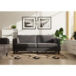 3 Seater Cushion Back Grey Sofa