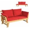 COSTWAY Outdoor Sofa Bed, 3 In 1 Convertible Cushioned Loveseat Lounger Couch With Folding Armrests And Pillows, Garden Patio Yard Wooden Recliner Chair Daybed (Red) 1 COSTWAY Outdoor Sofa Bed, 3 In 1 Convertible Cushioned Loveseat Lounger Couch With Folding Armrests And Pillows, Garden Patio Yard Wooden Recliner Chair Daybed (Red) -Living Room Furniture Store 52786820 1