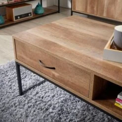 Modern Coffee Table Storage Oak Effect Living Room Centrepiece 1 Drawer Unit -Living Room Furniture Store 53503892 4