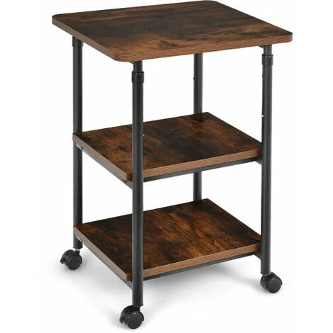 3-Tier Adjustable Printer Stand W/ 360° Swivel Casters Space-Saving Design Easy Assembly Home Office 3 3-Tier Adjustable Printer Stand W/ 360° Swivel Casters Space-Saving Design Easy Assembly Home Office