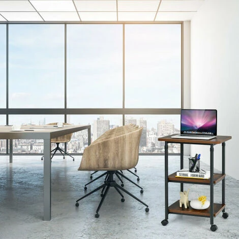 3-Tier Adjustable Printer Stand W/ 360° Swivel Casters Space-Saving Design Easy Assembly Home Office 4 3-Tier Adjustable Printer Stand W/ 360° Swivel Casters Space-Saving Design Easy Assembly Home Office - Image 2