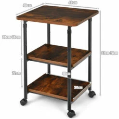 3-Tier Adjustable Printer Stand W/ 360° Swivel Casters Space-Saving Design Easy Assembly Home Office 7 3-Tier Adjustable Printer Stand W/ 360° Swivel Casters Space-Saving Design Easy Assembly Home Office -Living Room Furniture Store 53770812 3