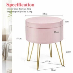 Velvet Storage Footrest Stool W/ Golden Hairpin Like Metal Legs Home Living Room Bedroom Pink 7 Velvet Storage Footrest Stool W/ Golden Hairpin Like Metal Legs Home Living Room Bedroom Pink -Living Room Furniture Store 53818967 3
