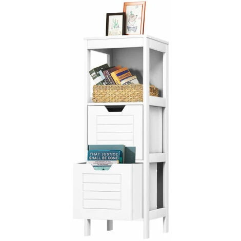 Wooden Storage Rack Freestanding Organizer 2 Drawer Switchable Shelves 4 Wooden Storage Rack Freestanding Organizer 2 Drawer Switchable Shelves - Image 2