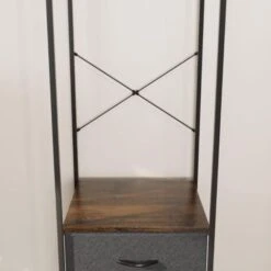 Urban Design Tall Hallway Coat Rack In Black Metal 3 Grey Linen Fabric Drawers. -Living Room Furniture Store 53823560 5