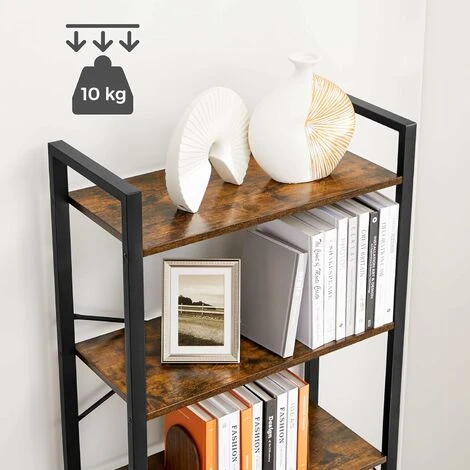 Songmics VASAGLE Bookshelf, 6-Tier Shelving Unit With Steel Frame, Tall Rustic Shelves For Living Room, Office, Study, Hallway, Industrial Style, 66 X 30 X 186 Cm, Rustic Brown And Black LLS062B01 6 Songmics VASAGLE Bookshelf, 6-Tier Shelving Unit With Steel Frame, Tall Rustic Shelves For Living Room, Office, Study, Hallway, Industrial Style, 66 X 30 X 186 Cm, Rustic Brown And Black LLS062B01 - Image 4