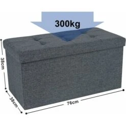 SONGMICS Ottoman Linen Fabric Folding Storage Footstool Versatile Space-saving 76 X 38 X 38 Cm Dark Grey LSF84GYZ 11 SONGMICS Ottoman Linen Fabric Folding Storage Footstool Versatile Space-saving 76 X 38 X 38 Cm Dark Grey LSF84GYZ -Living Room Furniture Store 54156332 5