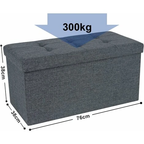SONGMICS Ottoman Linen Fabric Folding Storage Footstool Versatile Space-saving 76 X 38 X 38 Cm Dark Grey LSF84GYZ 7 SONGMICS Ottoman Linen Fabric Folding Storage Footstool Versatile Space-saving 76 X 38 X 38 Cm Dark Grey LSF84GYZ - Image 5