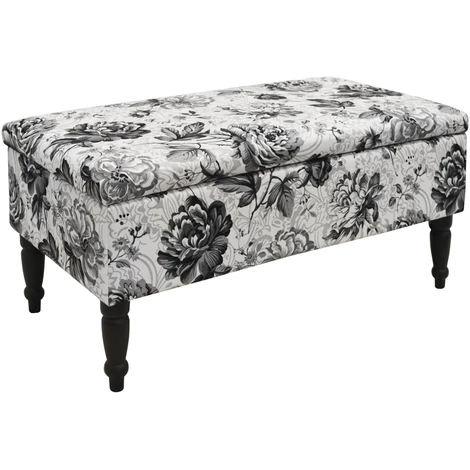BLACK ROSE - Storage Ottoman Stool / Blanket Box / Padded Trunk - Black / White 3 BLACK ROSE - Storage Ottoman Stool / Blanket Box / Padded Trunk - Black / White