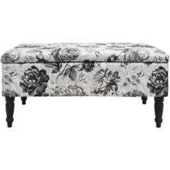 BLACK ROSE - Storage Ottoman Stool / Blanket Box / Padded Trunk - Black / White 11 BLACK ROSE - Storage Ottoman Stool / Blanket Box / Padded Trunk - Black / White -Living Room Furniture Store 5435513 5