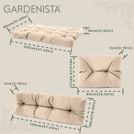 Gardenista Outdoor Tufted Sofa Seat Cushions For Garden Furniture Water Resistant Tufted Pallet Seating Pads Lightweight And Soft Polyester Covers With Crumb Foam Fill 6pck, (Stone) 4 Gardenista Outdoor Tufted Sofa Seat Cushions For Garden Furniture Water Resistant Tufted Pallet Seating Pads Lightweight And Soft Polyester Covers With Crumb Foam Fill 6pck, (Stone) - Image 2