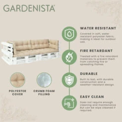 Gardenista Outdoor Tufted Sofa Seat Cushions For Garden Furniture Water Resistant Tufted Pallet Seating Pads Lightweight And Soft Polyester Covers With Crumb Foam Fill 6pck, (Stone) 9 Gardenista Outdoor Tufted Sofa Seat Cushions For Garden Furniture Water Resistant Tufted Pallet Seating Pads Lightweight And Soft Polyester Covers With Crumb Foam Fill 6pck, (Stone) -Living Room Furniture Store 54385598 3