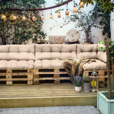 Gardenista Outdoor Tufted Sofa Seat Cushions For Garden Furniture Water Resistant Tufted Pallet Seating Pads Lightweight And Soft Polyester Covers With Crumb Foam Fill 6pck, (Stone) 6 Gardenista Outdoor Tufted Sofa Seat Cushions For Garden Furniture Water Resistant Tufted Pallet Seating Pads Lightweight And Soft Polyester Covers With Crumb Foam Fill 6pck, (Stone) - Image 4