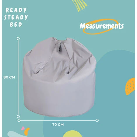 Ready Steady Bed Garden Beanbag Chair Outdoor Indoor Water Resistant Bean Bag Lounger Gaming Seat, Silver 4 Ready Steady Bed Garden Beanbag Chair Outdoor Indoor Water Resistant Bean Bag Lounger Gaming Seat, Silver - Image 2