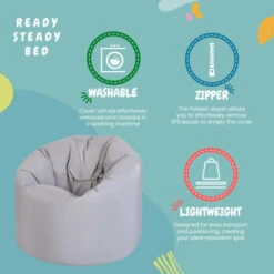 Ready Steady Bed Garden Beanbag Chair Outdoor Indoor Water Resistant Bean Bag Lounger Gaming Seat, Silver 9 Ready Steady Bed Garden Beanbag Chair Outdoor Indoor Water Resistant Bean Bag Lounger Gaming Seat, Silver -Living Room Furniture Store 54386345 3