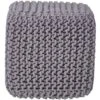 HOMESCAPES Dark Grey Cube Cotton Knitted Pouffe Footstool -Living Room Furniture Store 54654664 1