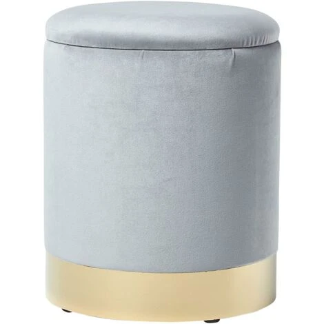 HOMESCAPES Clarence Velvet Footstool With Storage, Silver Grey 4 HOMESCAPES Clarence Velvet Footstool With Storage, Silver Grey - Image 2