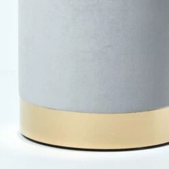 HOMESCAPES Clarence Velvet Footstool With Storage, Silver Grey 11 HOMESCAPES Clarence Velvet Footstool With Storage, Silver Grey -Living Room Furniture Store 54654775 5