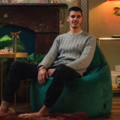 Loft 25 Adult Highback Soft Velvet Bean Bag Chair Indoor Living Room Gaming Beanbag Lounger Forest -Living Room Furniture Store 54729878 4