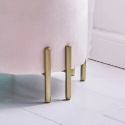 BTFY Pink Velvet Storage Stool – Round Footstool Pouffe, Vanity Seat With Lid And Gold Legs, Upholstered & Cushioned Footrest Ottoman For Dressing Table, Bedroom, Living Room, Fitting Room, Office -Living Room Furniture Store 54924610 4