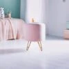 BTFY Pink Velvet Stool – Round Dressing Table Stool With Gold Hairpin Legs – Large Footstool Pouffe - Vanity Seat Chair - Cushioned & Upholstered Footrest For Bedroom, Living Room, Fitting Room