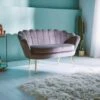 BTFY Grey Velvet Petal Loveseat – Art Deco Loveseat Lotus Shape Sofa Couch With Gold Detail -Living Room Furniture Store 54925022 1