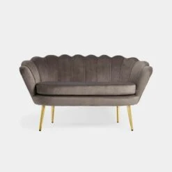 BTFY Grey Velvet Petal Loveseat – Art Deco Loveseat Lotus Shape Sofa Couch With Gold Detail 11 BTFY Grey Velvet Petal Loveseat – Art Deco Loveseat Lotus Shape Sofa Couch With Gold Detail -Living Room Furniture Store 54925022 5