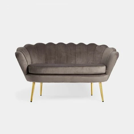 BTFY Grey Velvet Petal Loveseat – Art Deco Loveseat Lotus Shape Sofa Couch With Gold Detail 7 BTFY Grey Velvet Petal Loveseat – Art Deco Loveseat Lotus Shape Sofa Couch With Gold Detail - Image 5