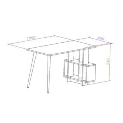 Side Scandi Style Home Office Computer Desk With Bookcase - White & Walnut -Living Room Furniture Store 54995684 3