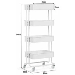 4-Tier Rolling Cart W/ Wheels Steel Frame Kitchen Office Bedroom Organization -Living Room Furniture Store 55067321 3