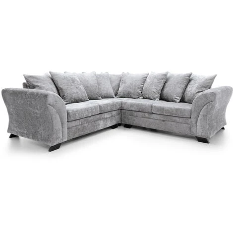 FARROW CRUSHED CHENILLE CORNER SOFA-Light Grey - Color Light Grey 4 FARROW CRUSHED CHENILLE CORNER SOFA-Light Grey - Color Light Grey - Image 2