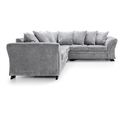 FARROW CRUSHED CHENILLE CORNER SOFA-Light Grey - Color Light Grey 6 FARROW CRUSHED CHENILLE CORNER SOFA-Light Grey - Color Light Grey - Image 4